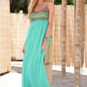 VENUS Pink and Brown Maxi Sundress for Weddings